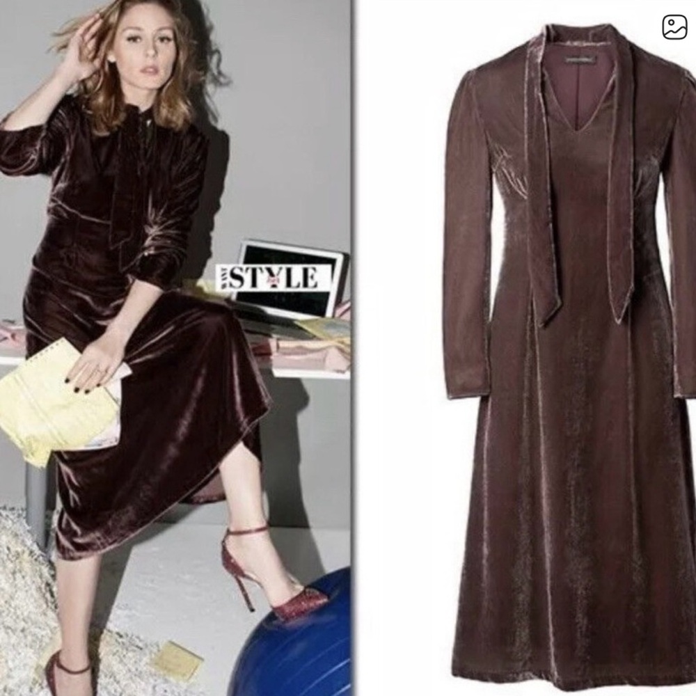 Banana Republic x Olivia Palermo Velvet Black Long Sleeve Dress